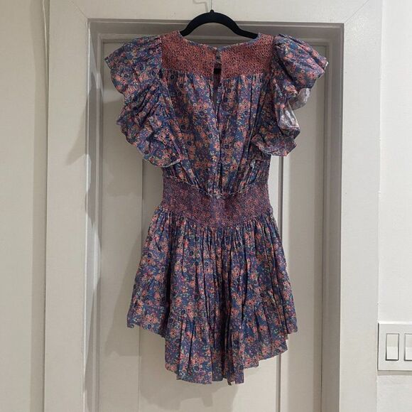 LoveShackFancy Marcella Ruffle Sleeve Floral Mini Dress - Picture 7 of 13